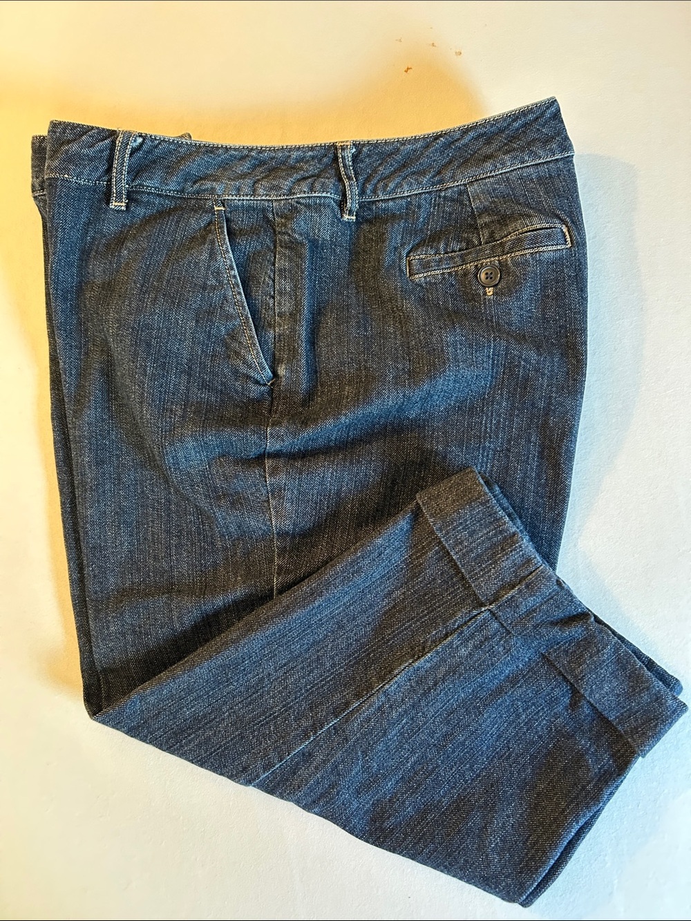 Talbots Straight-Leg Dark Blue Denim Capris
